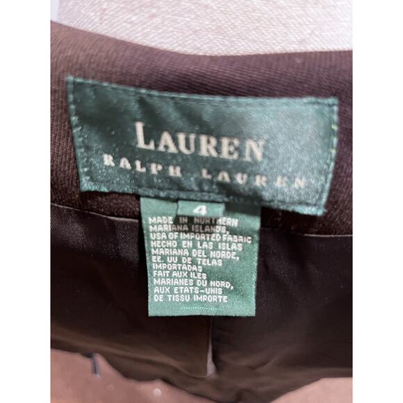 Lauren Ralph Lauren Green Label Brown equestrian Wool/leather Coat Blazer sz 4 - Picture 4 of 11